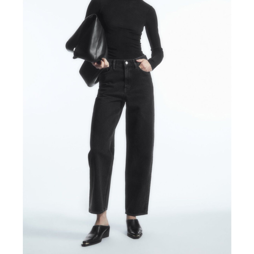 COS Women's Size 29/27 Regular Black Washed High Rise Tapered Jeans